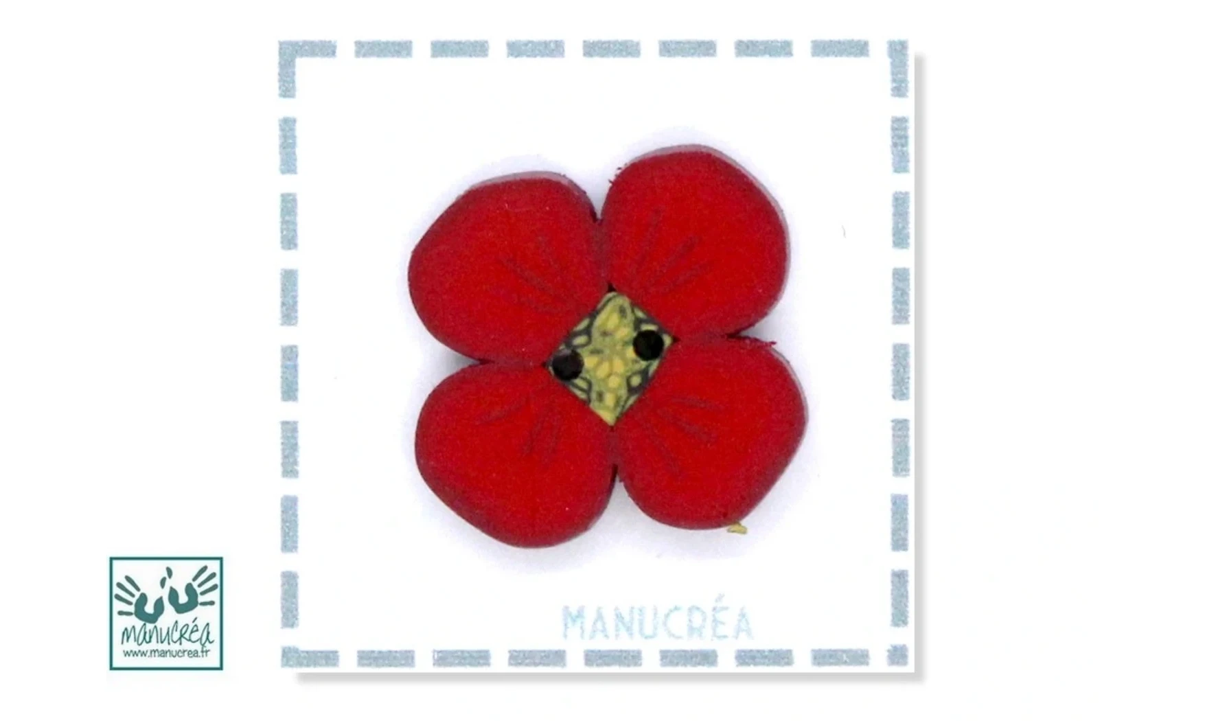 Fleur N.47-Bouton artisanal en polymère