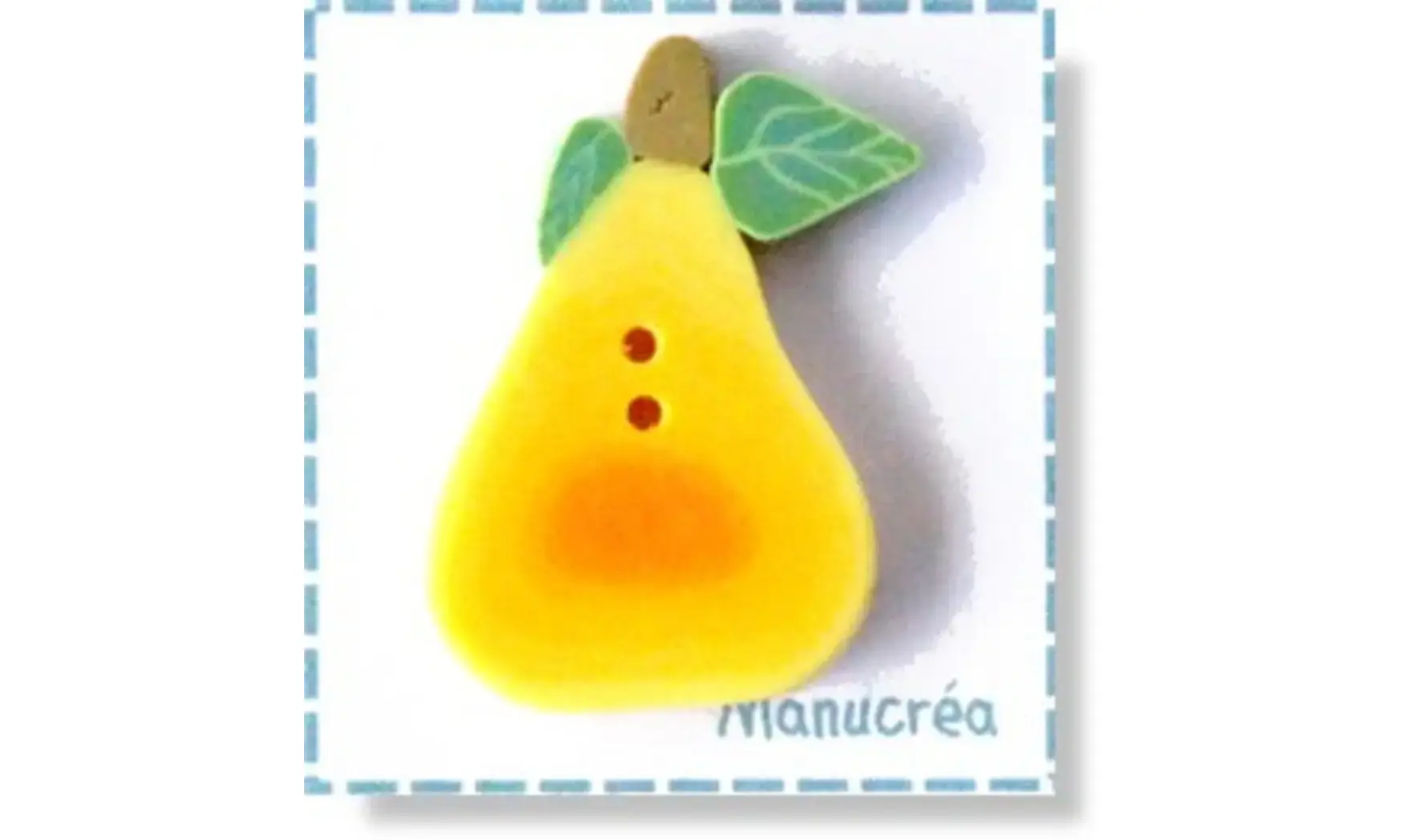 Handmade polymer clay button Pear N.1