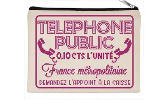 Téléphone public-Trousse brodée zippée