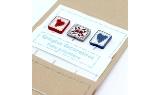 Epingles "Coeurs patchwork"