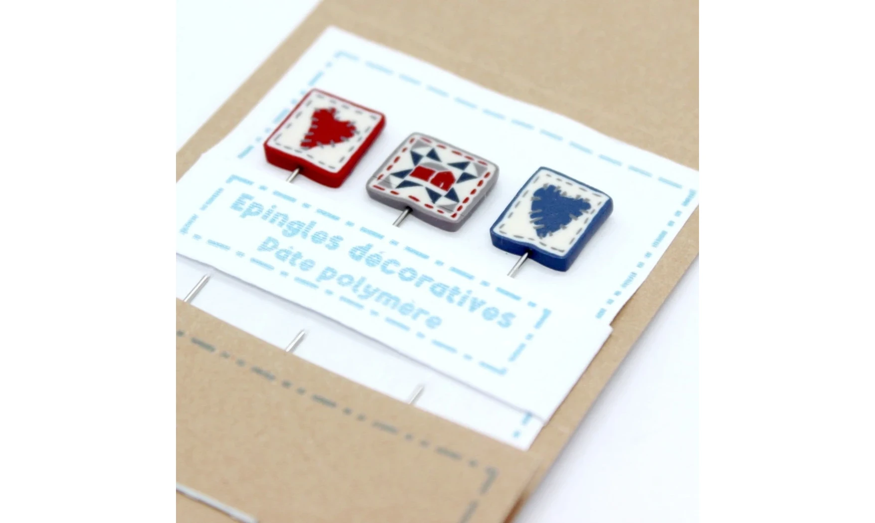 Epingles "Coeurs patchwork"