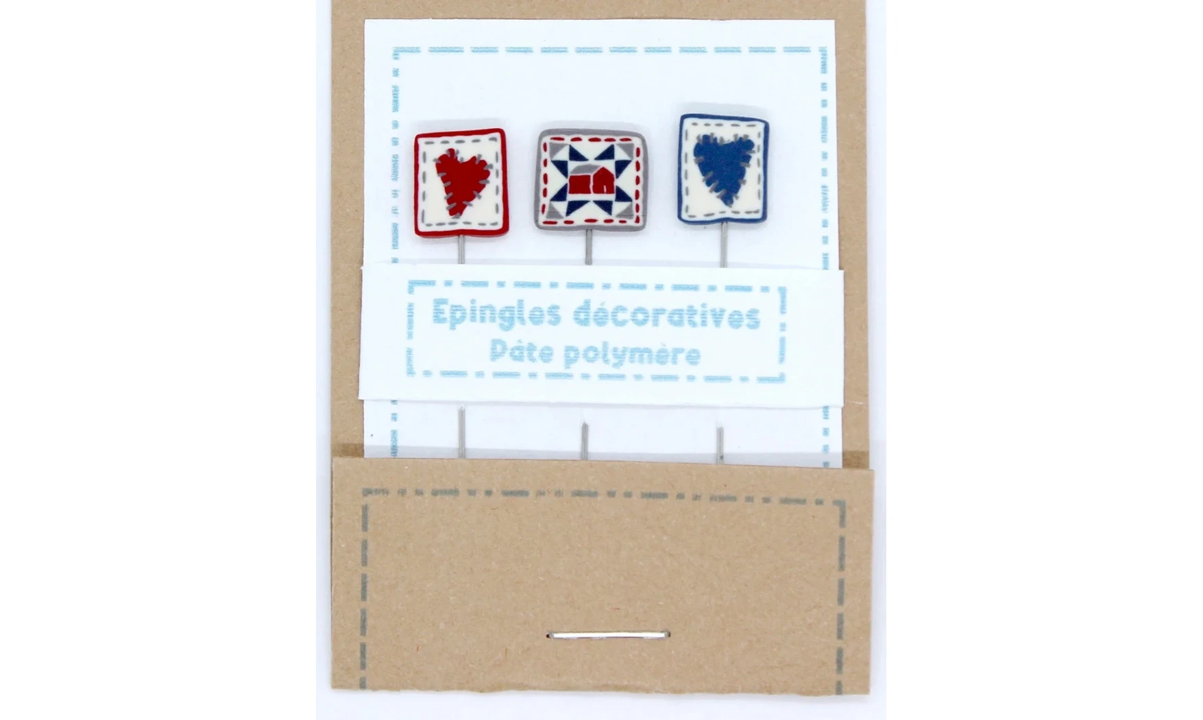 Epingles "Coeurs patchwork"