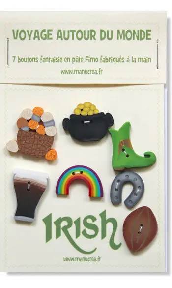IRLANDE, lot de 7 boutons