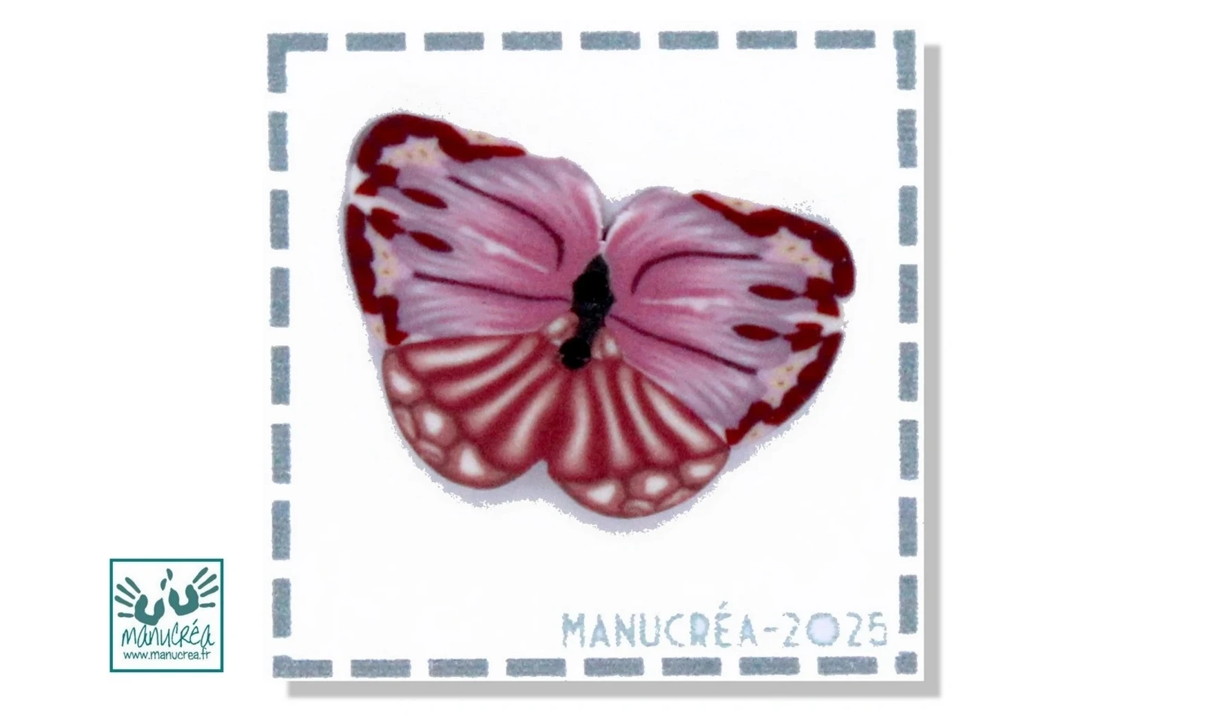 Papillon N.6-Bouton polymère-Fait main
