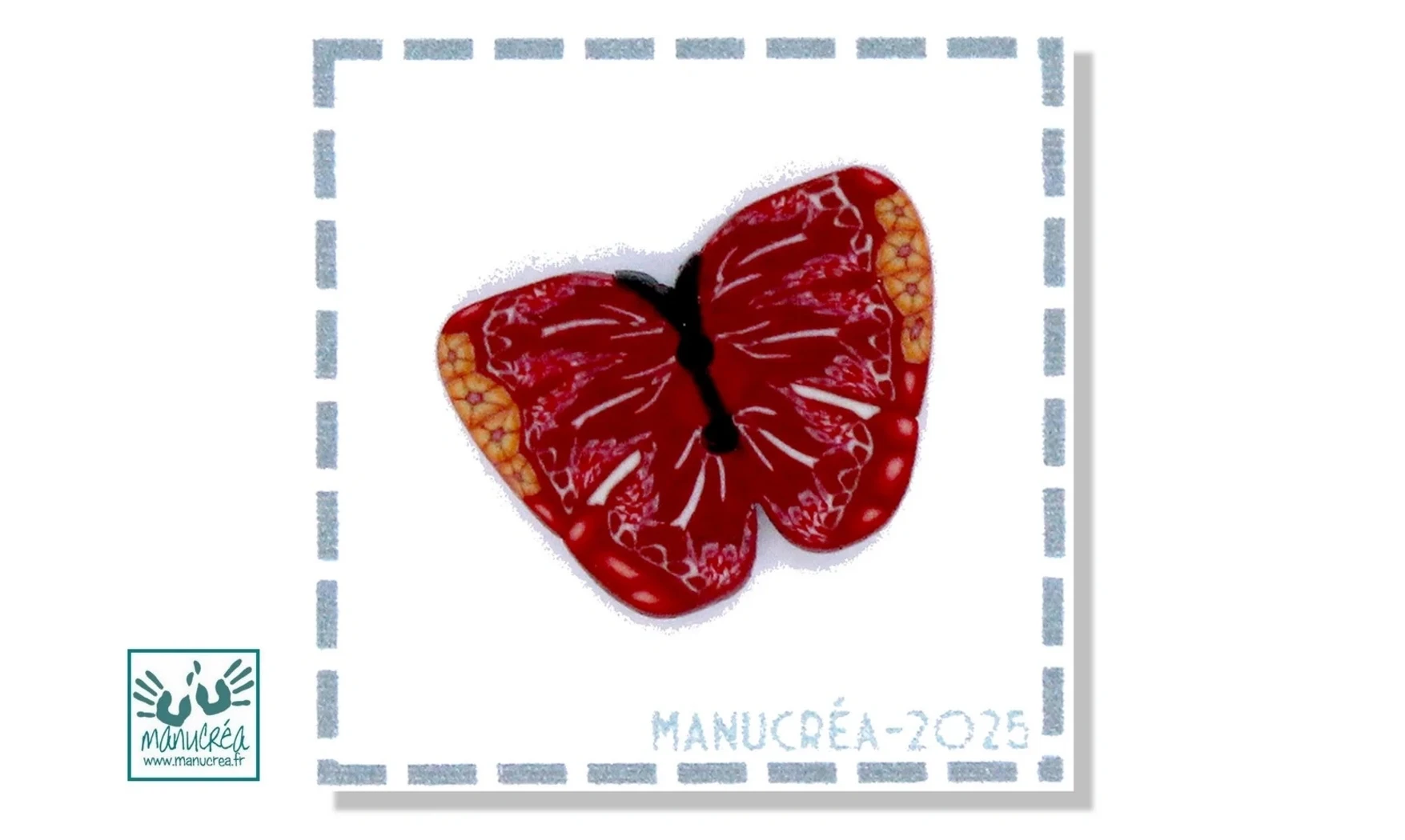 Papillon N.7-Bouton polymère-Fait main
