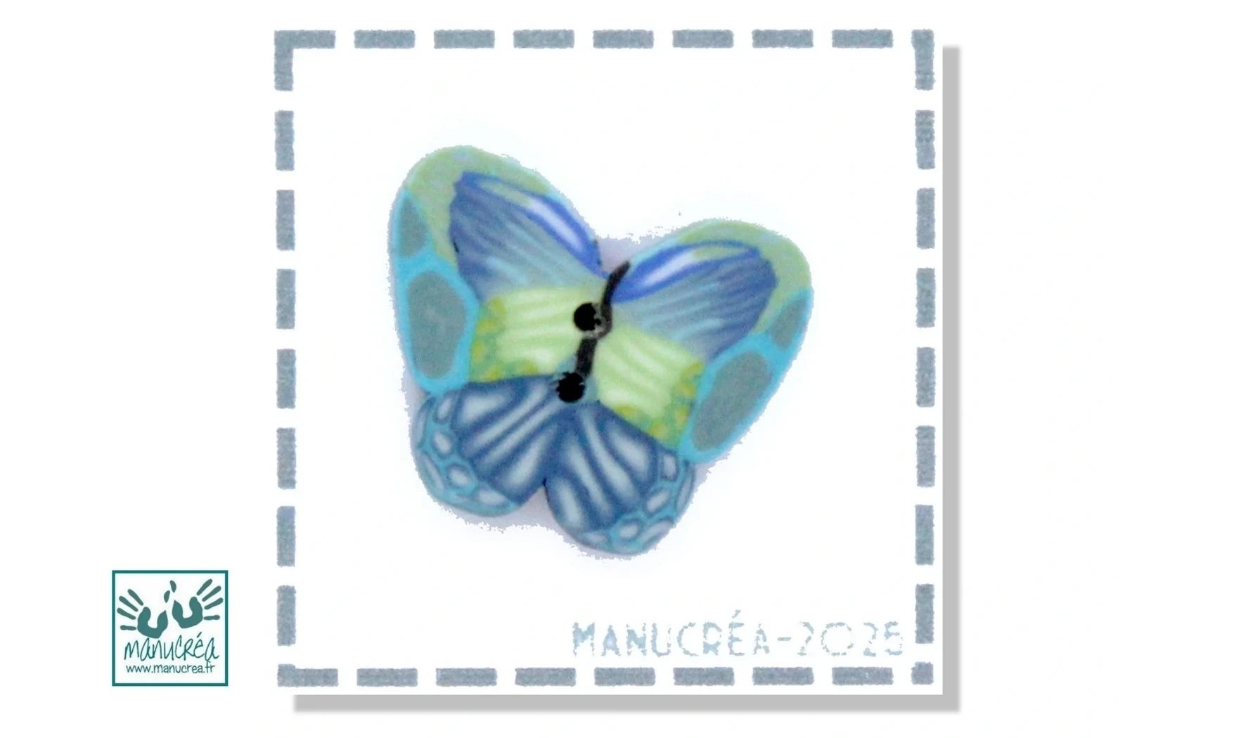 Papillon N.8-Bouton artisanal polymère