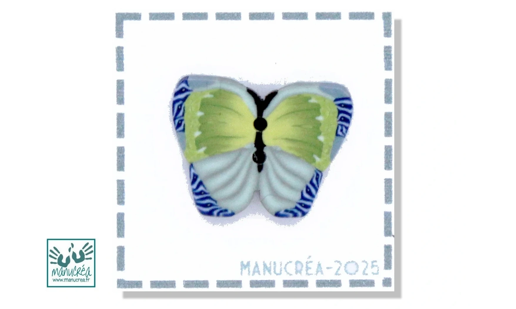 Papillon N.9-Bouton polymère-Fait main