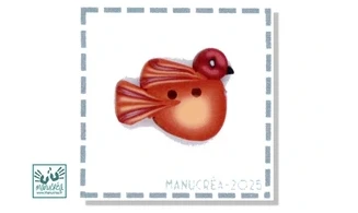 Oiseau N.2-Bouton polymère-Fait main