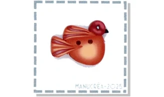 Oiseau N.2-Bouton polymère-Fait main