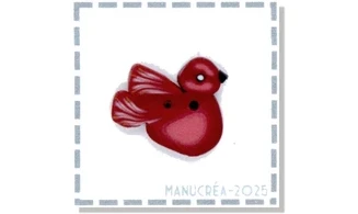 Oiseau N.3-Bouton polymère-Fait main