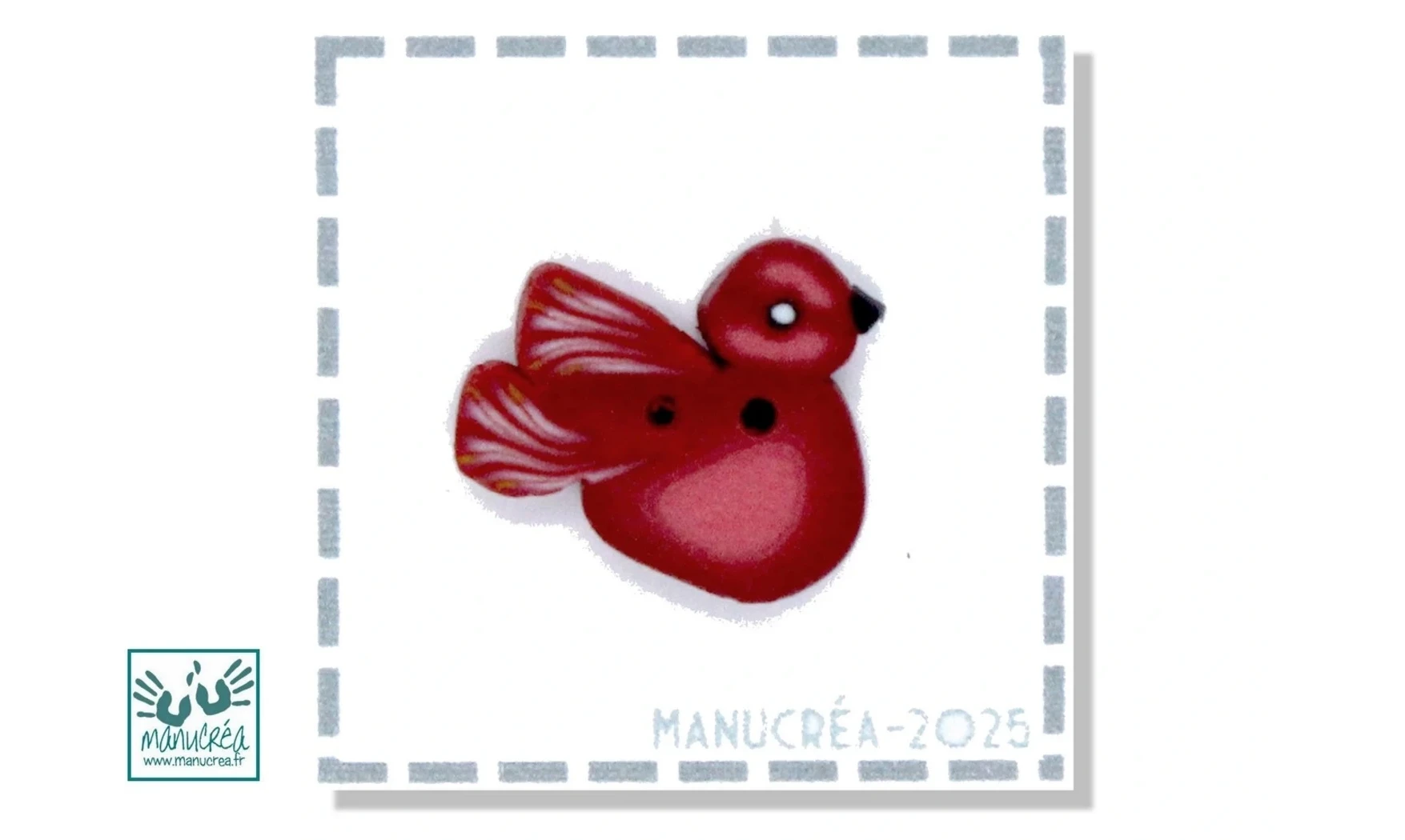 Oiseau N.3-Bouton polymère-Fait main