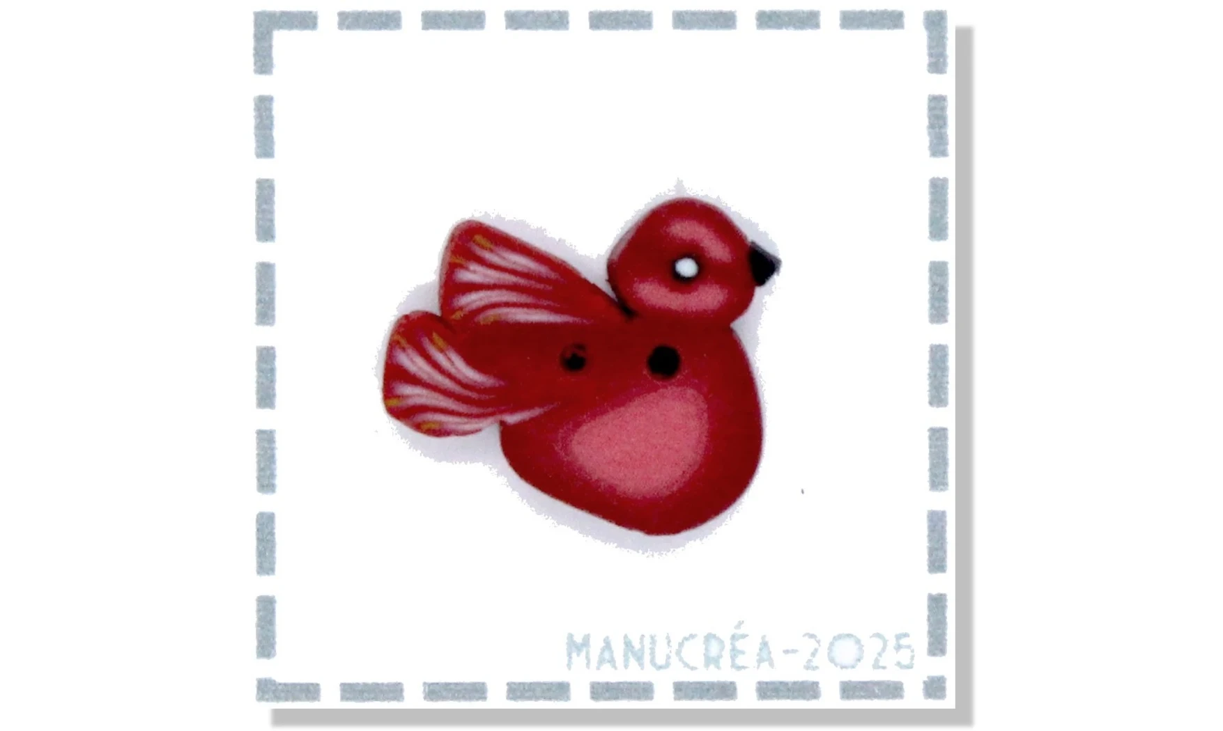 Oiseau N.3-Bouton polymère-Fait main