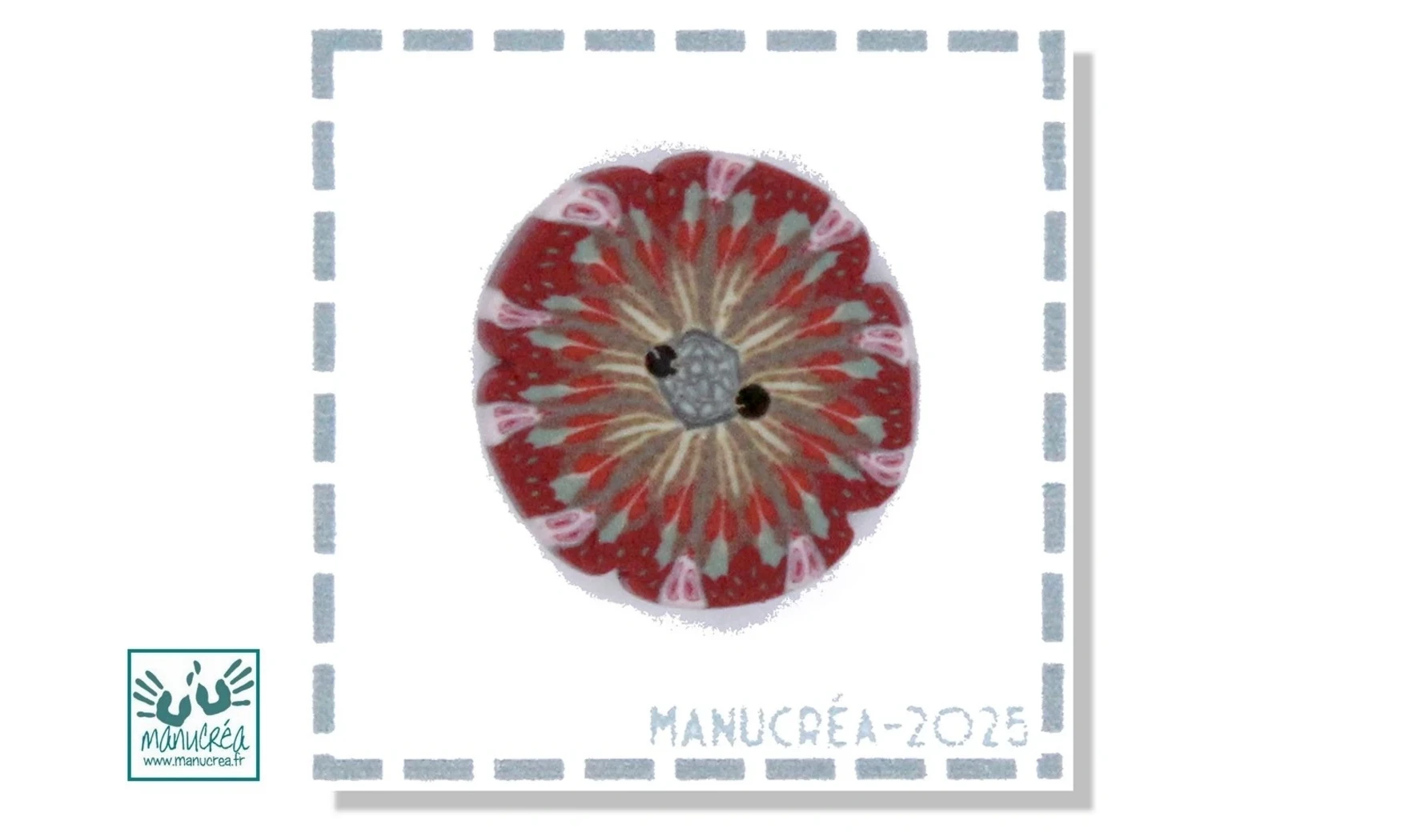 Polymer clay Button-Flower N.134