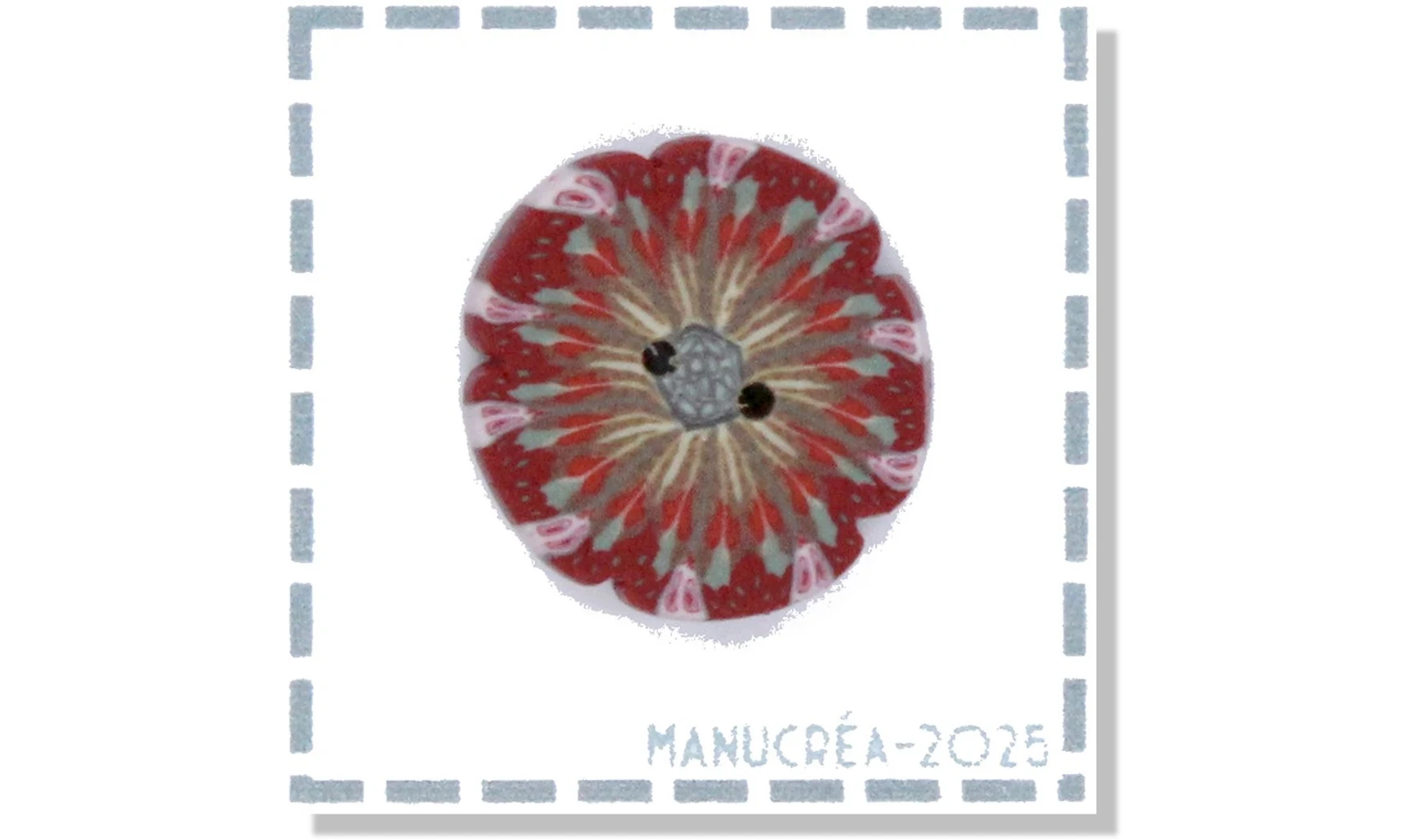 Polymer clay Button-Flower N.134