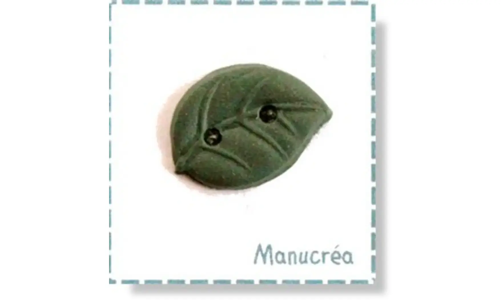 Handmade polymer clay button Green leaf