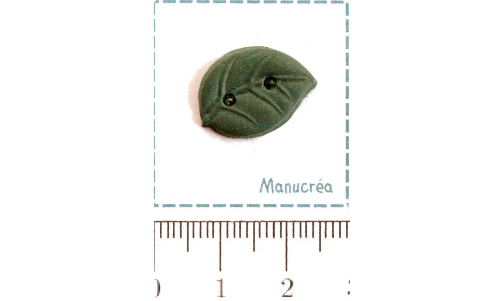 Handmade polymer clay button Green leaf