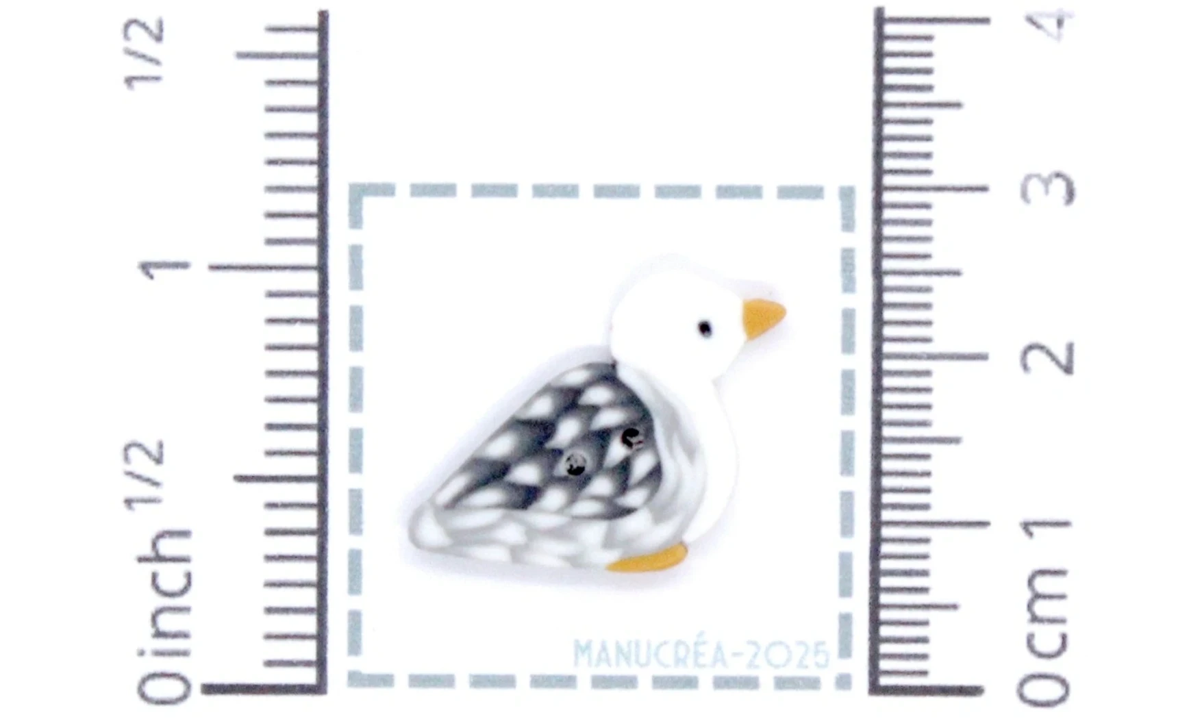 Handmade polymer clay button: Seagull