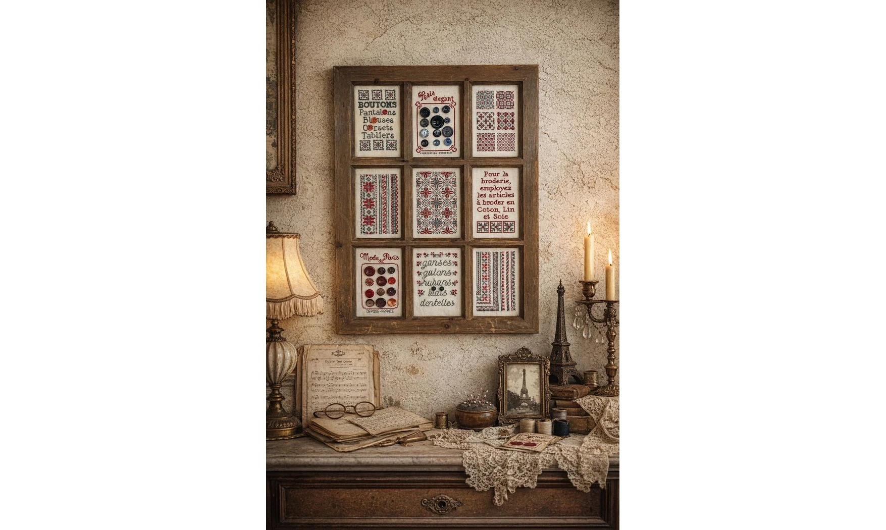 Sampler aux boutons - Point de croix