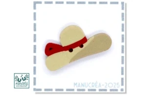 Handmade polymer clay button: Straw hat