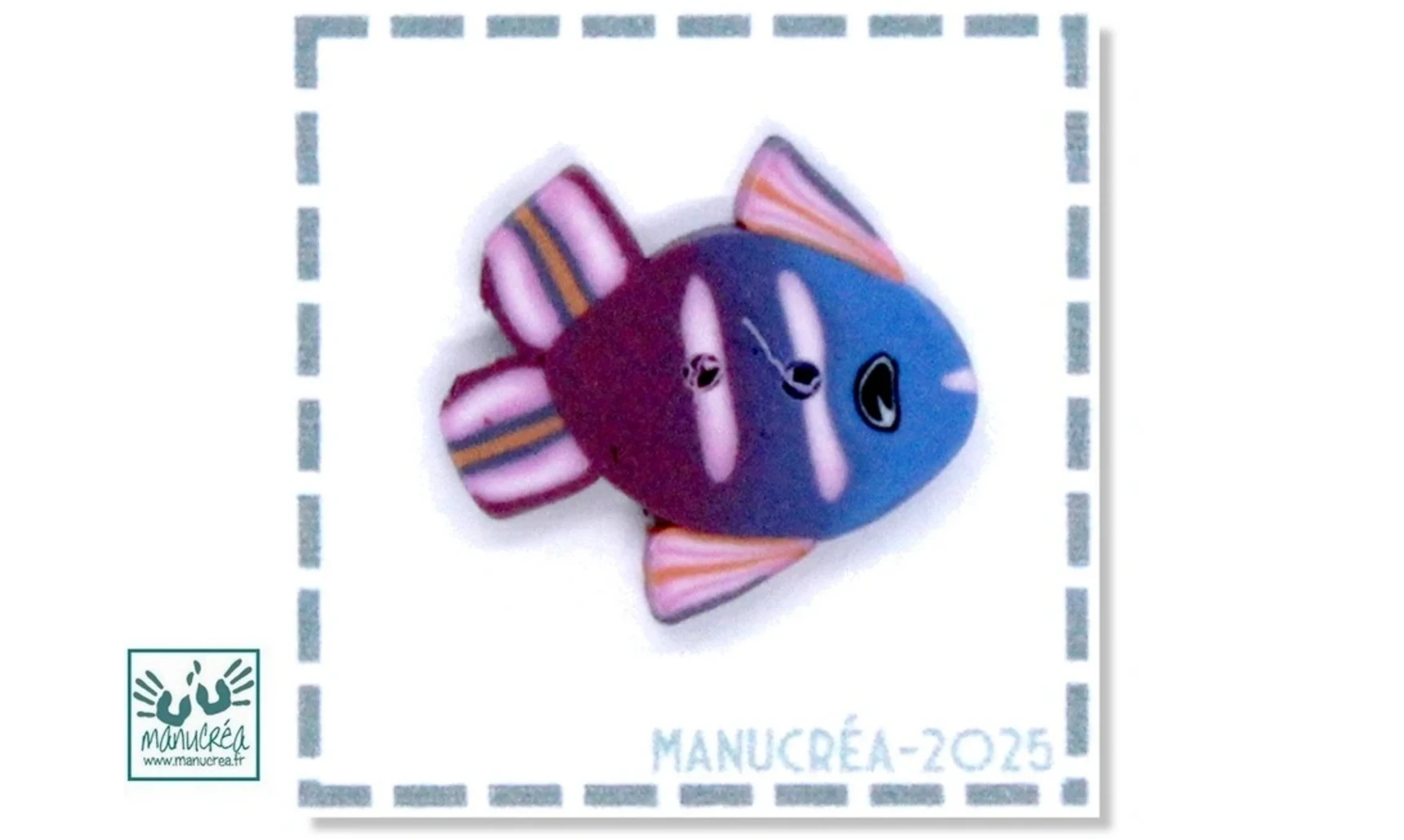 Poisson N.5-Bouton polymère-Fait main