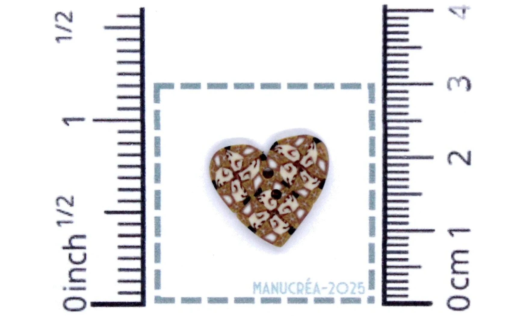 Handmade polymer clay button-Heart N.113