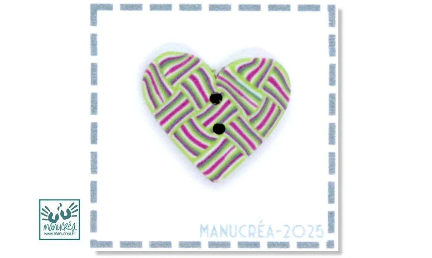 Coeur N.114-Bouton artisanal en polymère