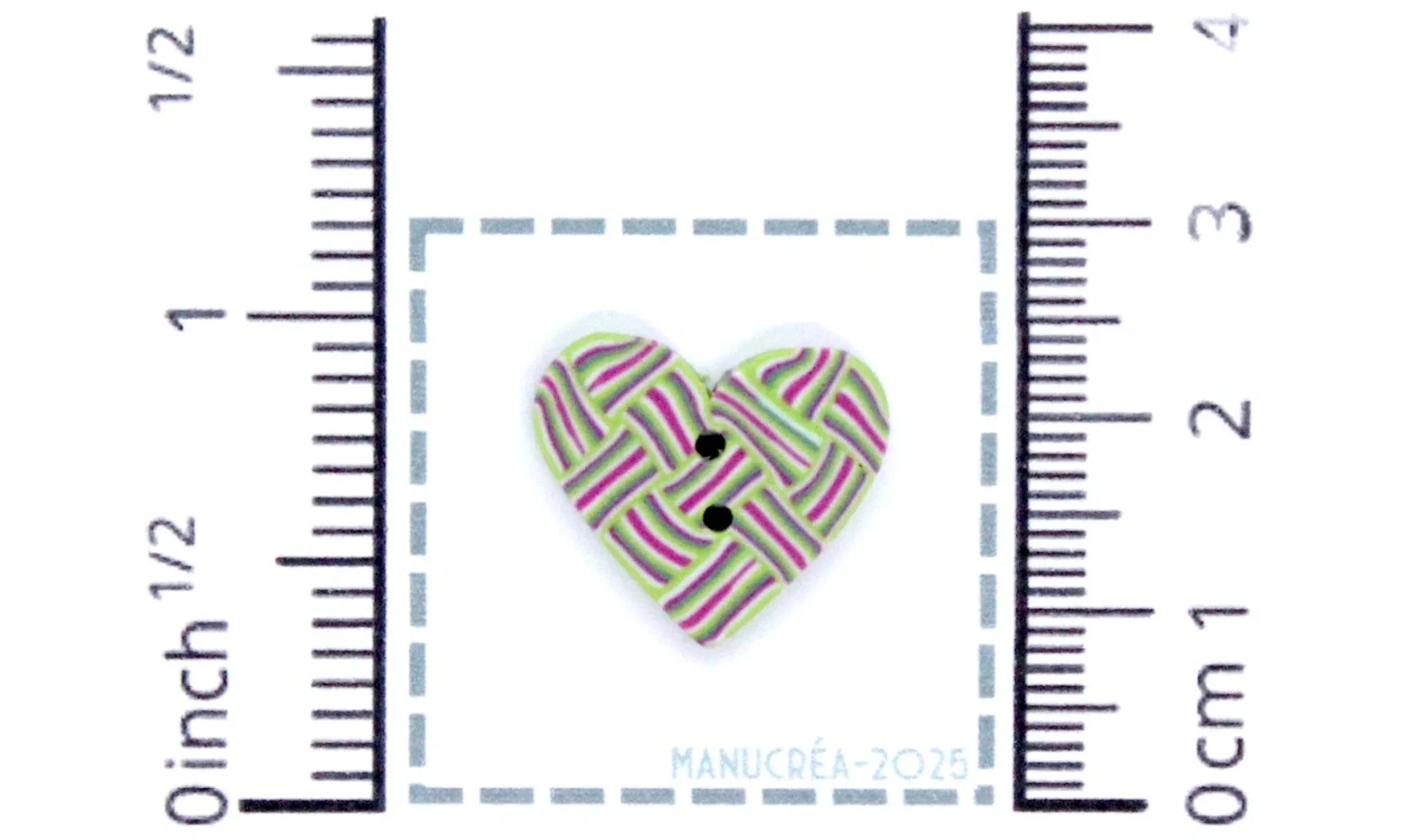 Coeur N.114-Bouton artisanal en polymère