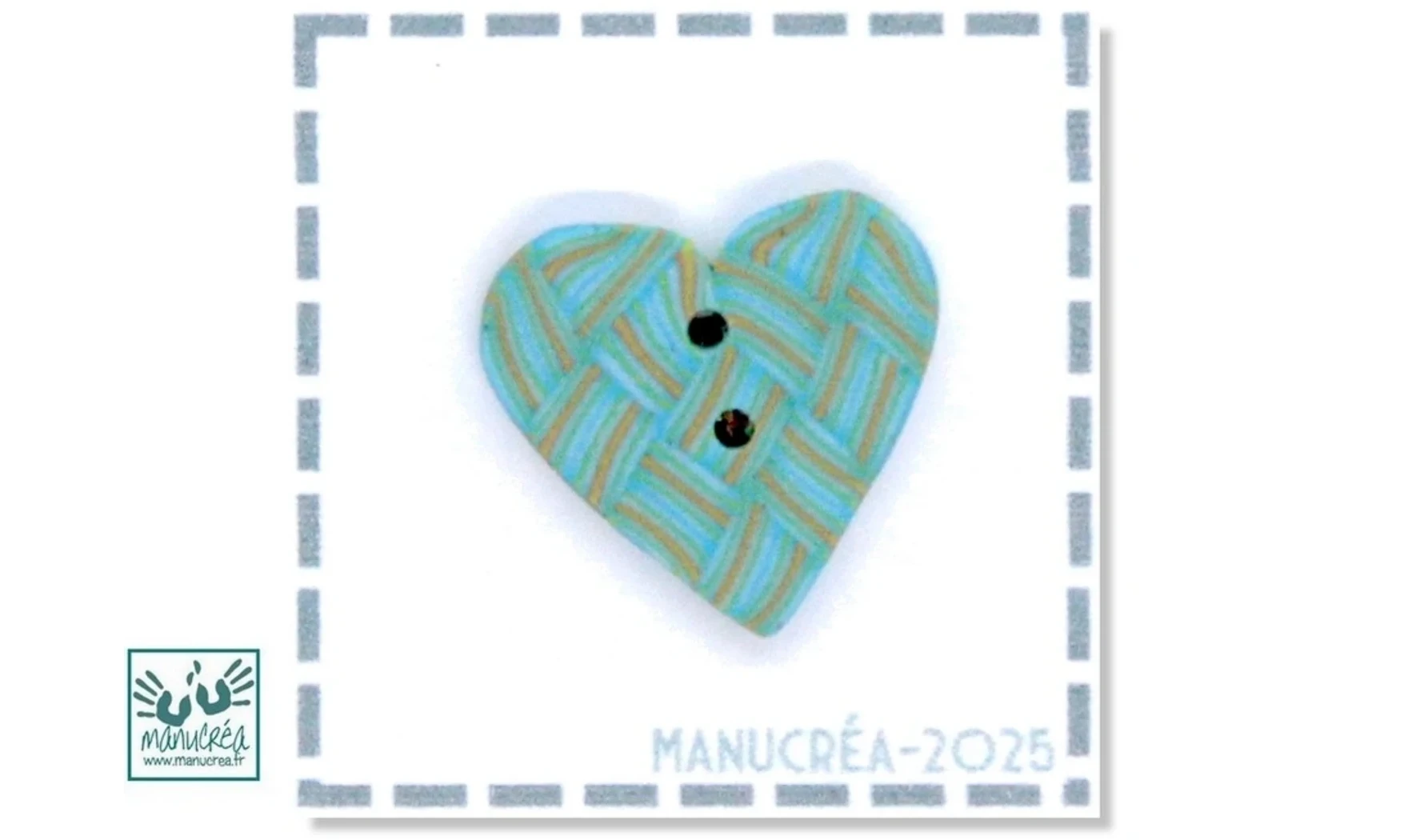 Handmade polymer clay button-Heart N.115