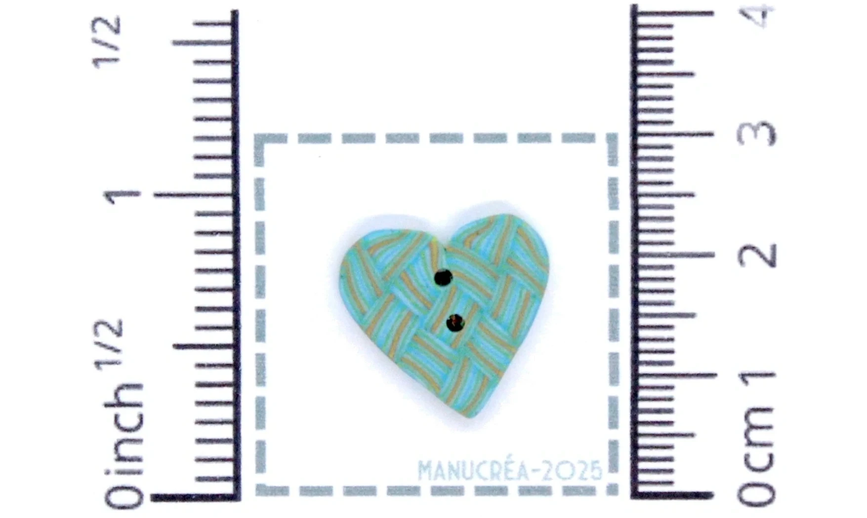 Handmade polymer clay button-Heart N.115