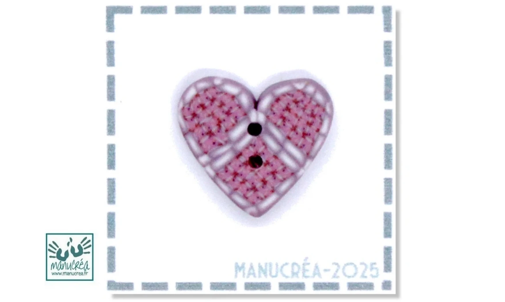 Handmade polymer clay button-Heart N.116