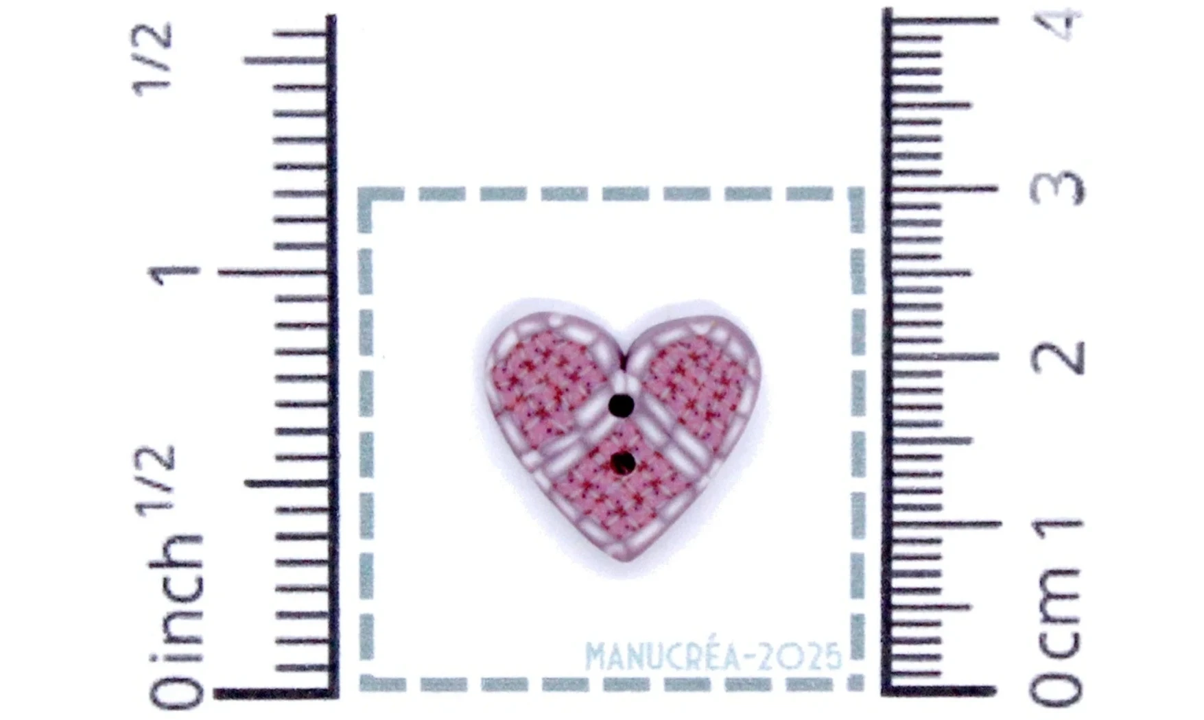 Handmade polymer clay button-Heart N.116