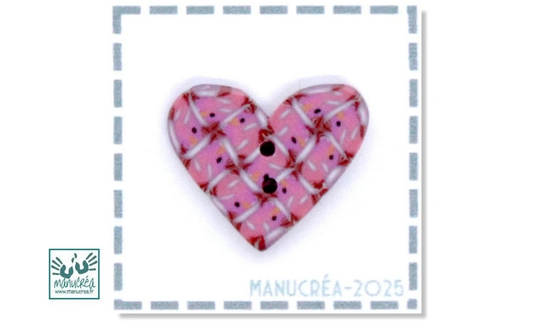 Handmade polymer clay button-Heart N.117