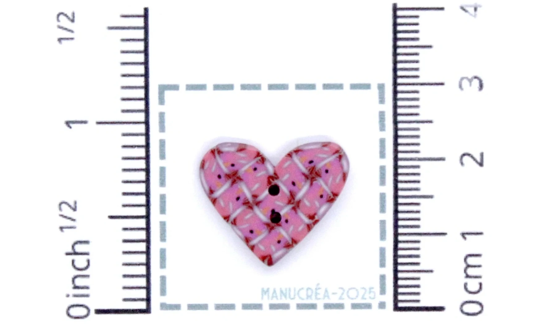 Handmade polymer clay button-Heart N.117