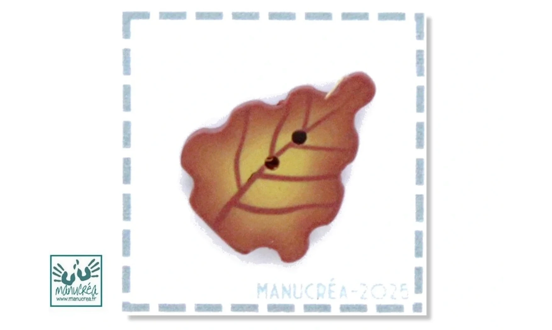 Handmade polymer clay button Leaf N.1