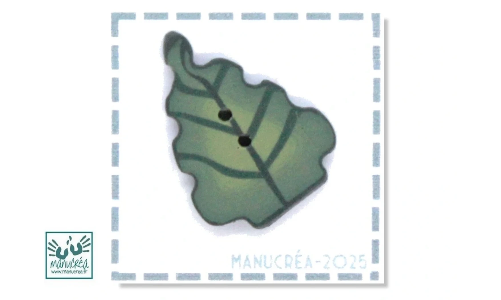 Handmade polymer clay button Leaf N.3