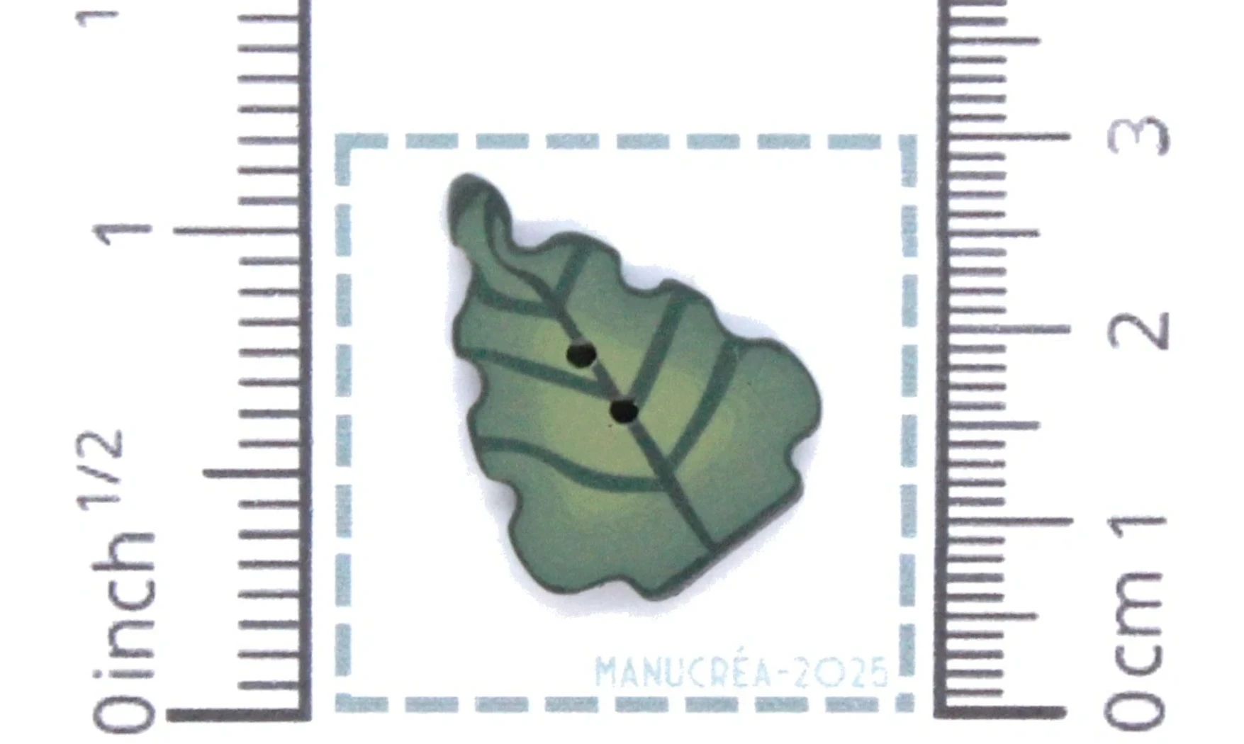 Handmade polymer clay button Leaf N.3