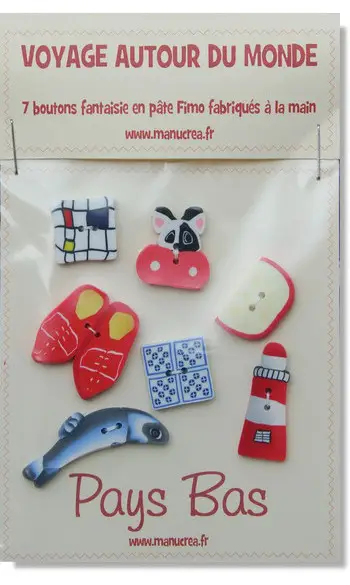 PAYS BAS, lot de 7 boutons