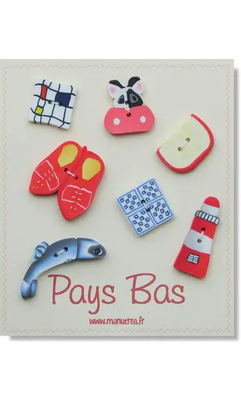 PAYS BAS, lot de 7 boutons