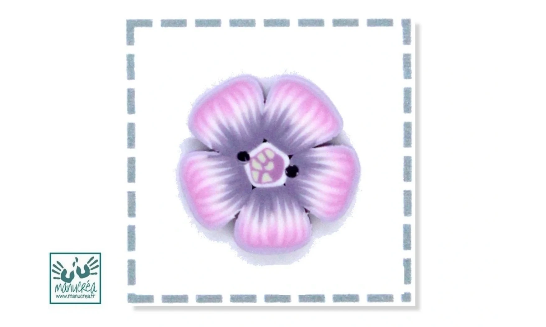 Fleur N.6-Bouton artisanal en polymère