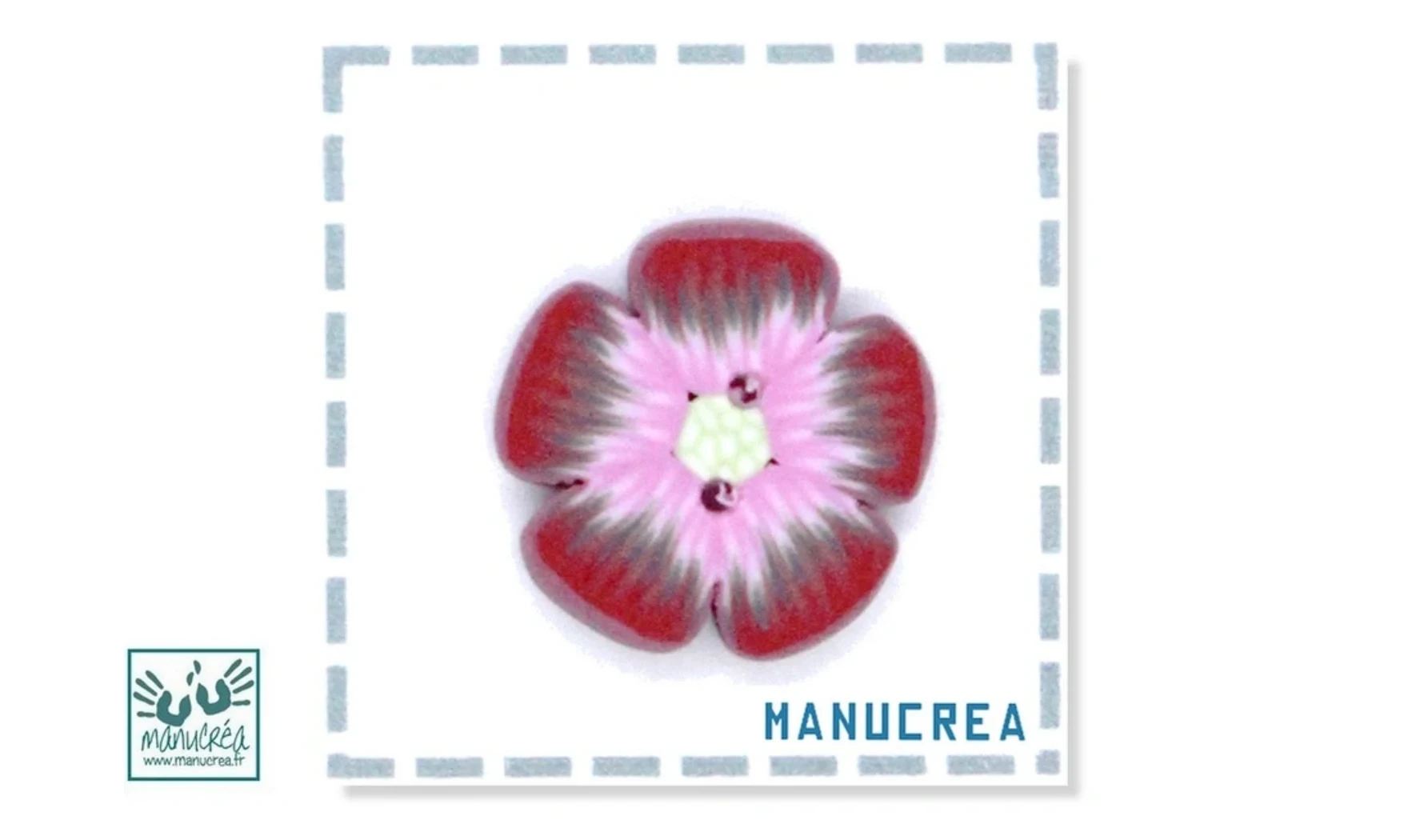 Fleur N.9-Bouton artisanal en polymère