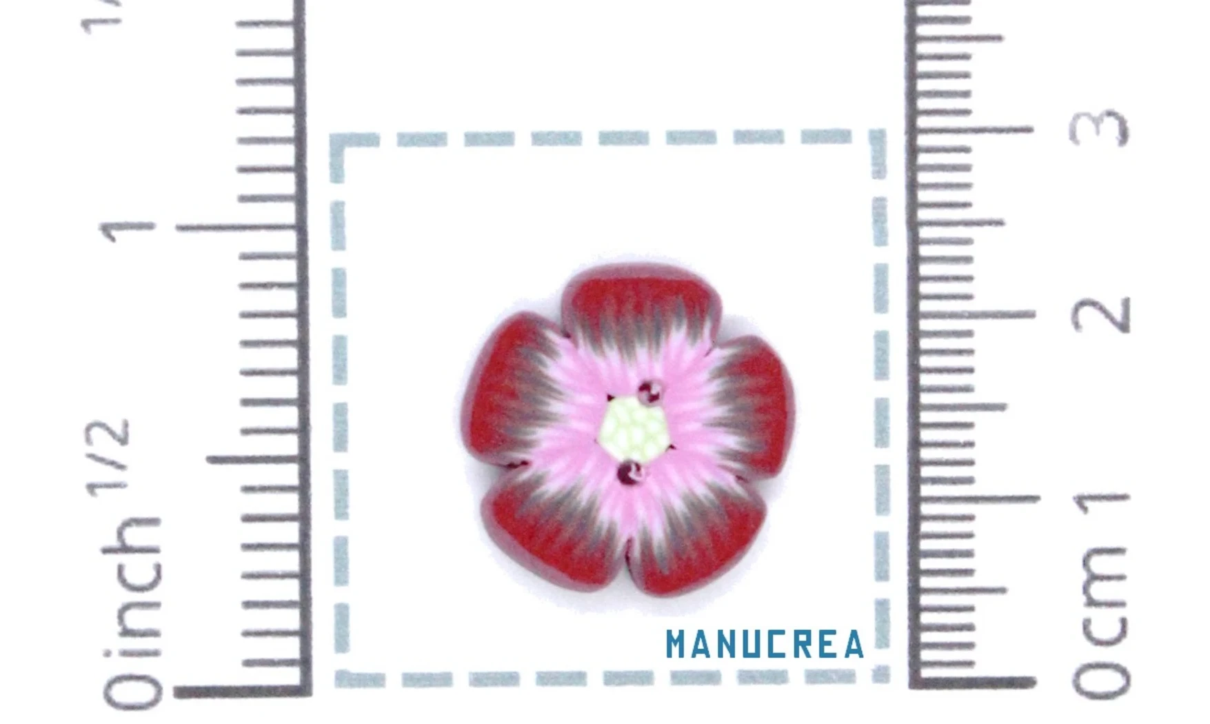 Fleur N.9-Bouton artisanal en polymère