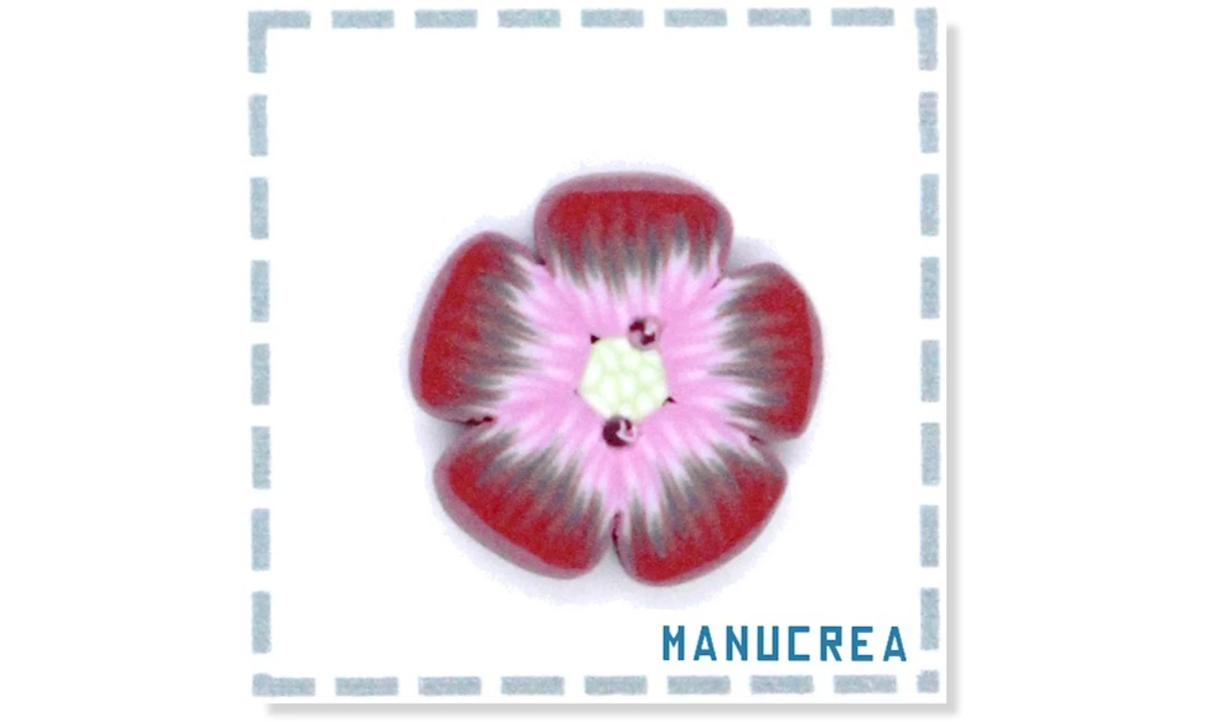 Fleur N.9-Bouton artisanal en polymère