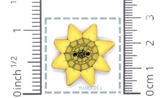 Fleur N.10-Bouton artisanal en polymère