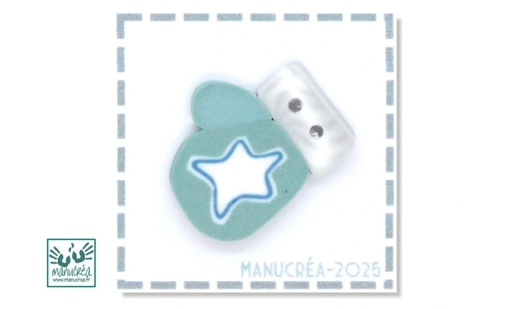 Polymer clay Button : Mitten N.9