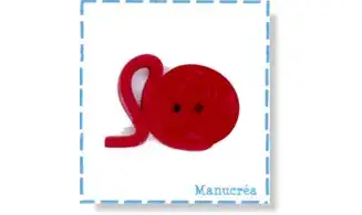 Pelote rouge-Bouton polymère-Fait main