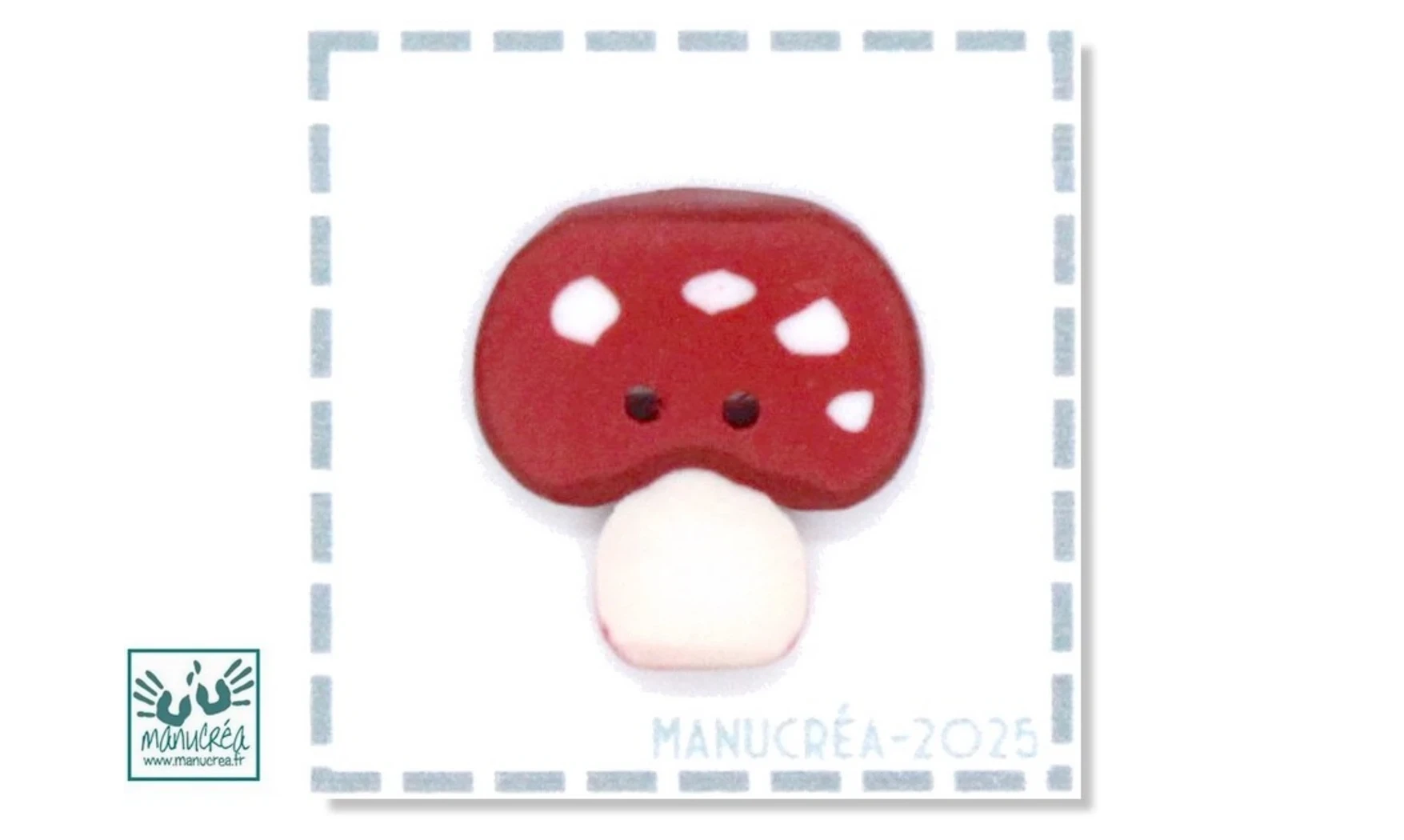 Polymer clay button-Red mushroom N.30