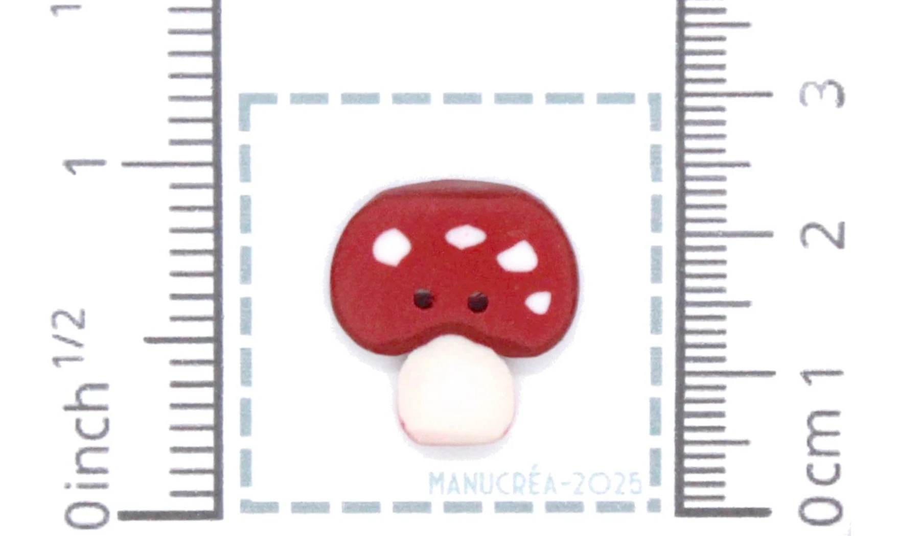 Polymer clay button-Red mushroom N.30