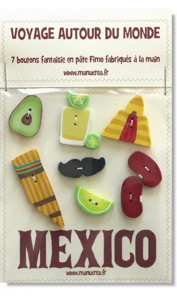 MEXIQUE, lot de 7 boutons
