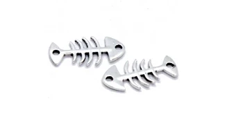 Charm métal Argenté Arrete de poisson