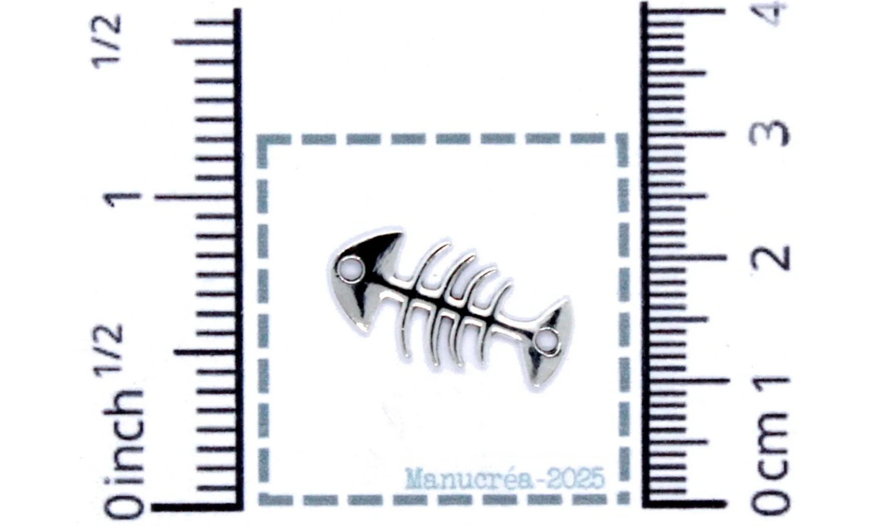 Charm métal Argenté Arrete de poisson